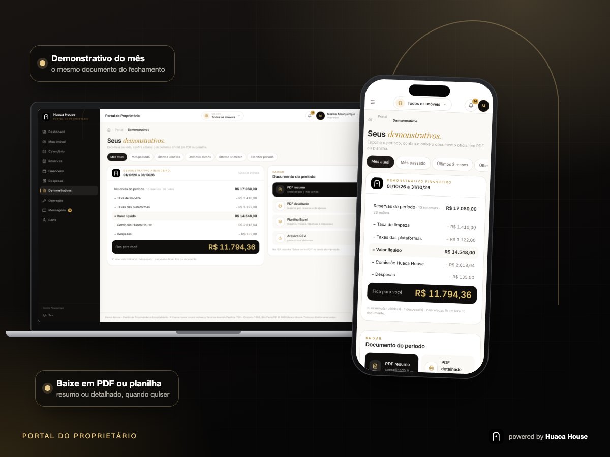 Demonstrativo financeiro do portal em um celular, com o passo a passo até o valor que fica para o proprietário