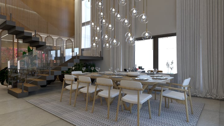 Jantar da casa em São Lourenço, imagem 3D do projeto