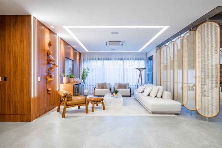 Sala de estar da casa em São Lourenço, obra pronta